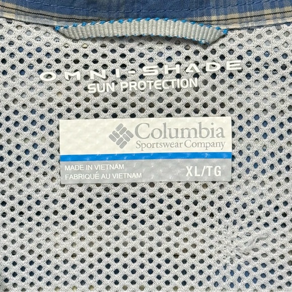 Columbia Omni Shade Blue Plaid Button Down Short Sleeve Mens XL - Picture 6 of 6